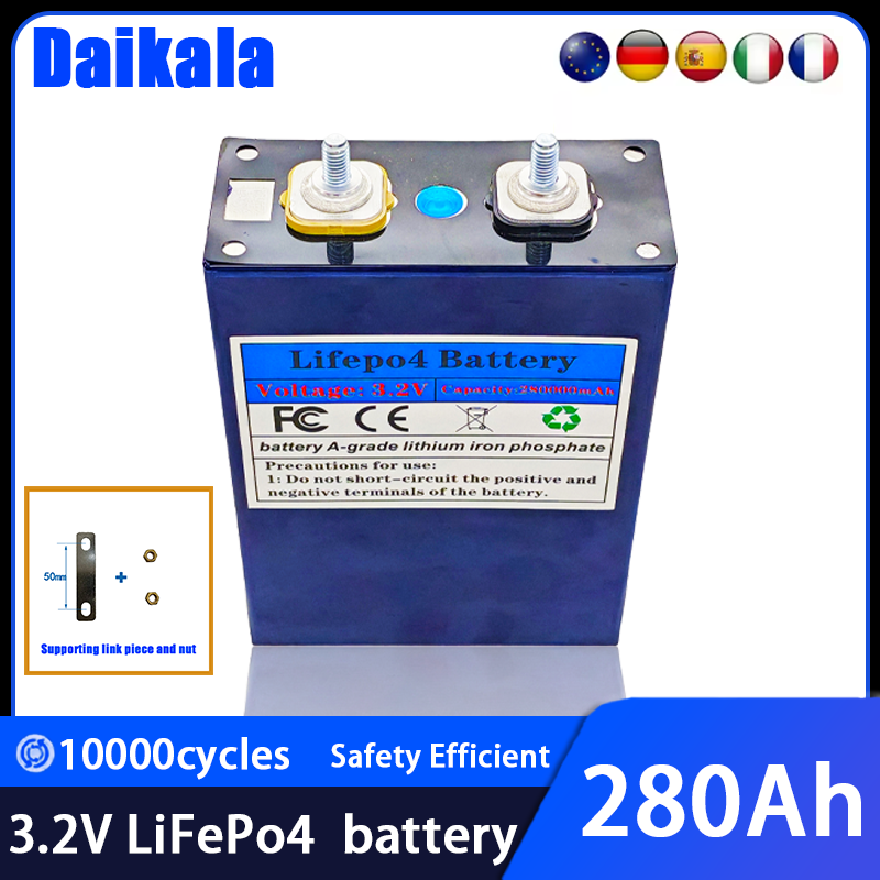 Renewable Energy Source - 新型3.2V 280Ah LiFePO4バッテリー充電式セル、太陽光発電DIYリチウムバッテリーパック、家庭用電源12V24V48V60V、在庫あり