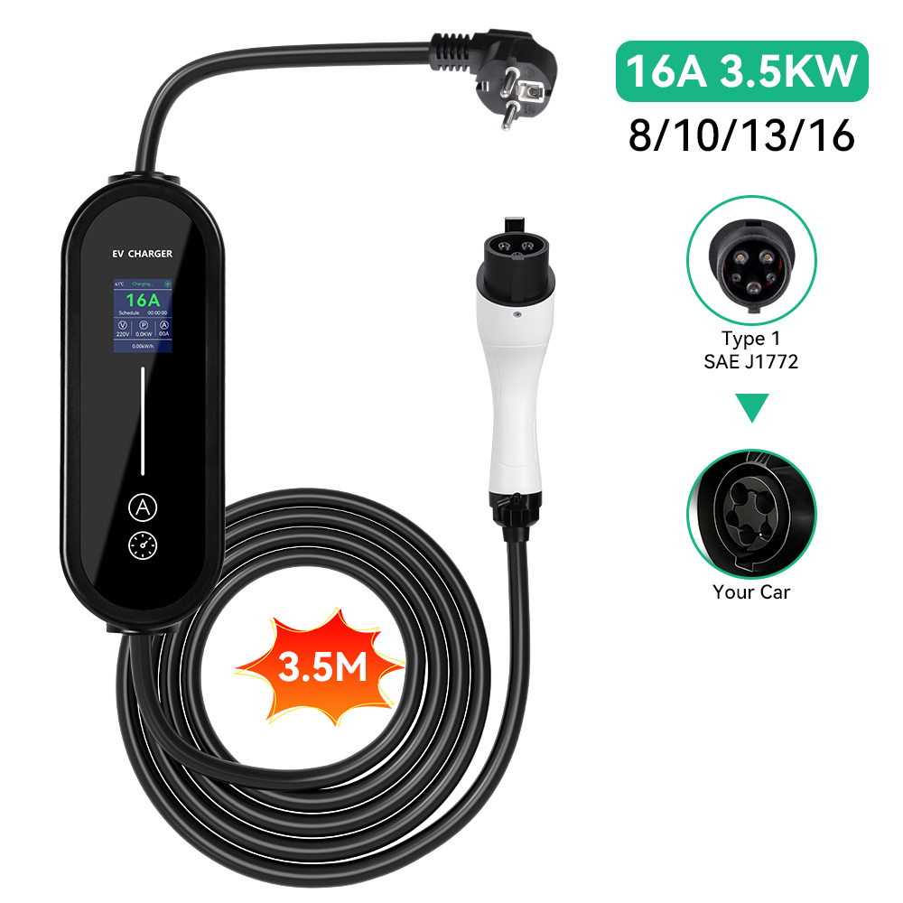Ev Charger Wallbox - JDMEX 3.5KW ポータブルEV充電器 タイプ1 車用充電器 16A