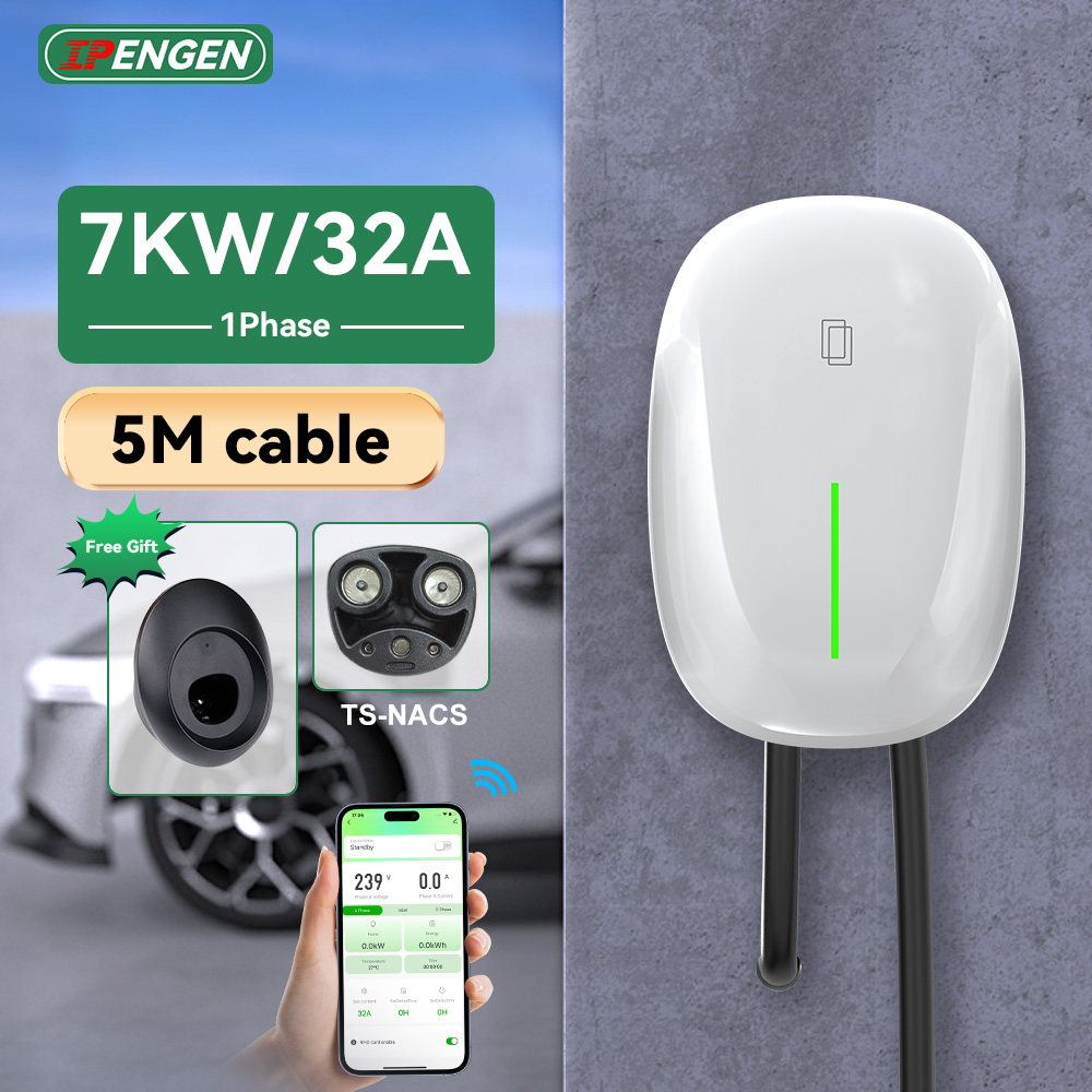 Ev Charger Wallbox - IPENGEN 7KW TS-NACS EV充電ステーション 電気自動車充電器 スワイプカード