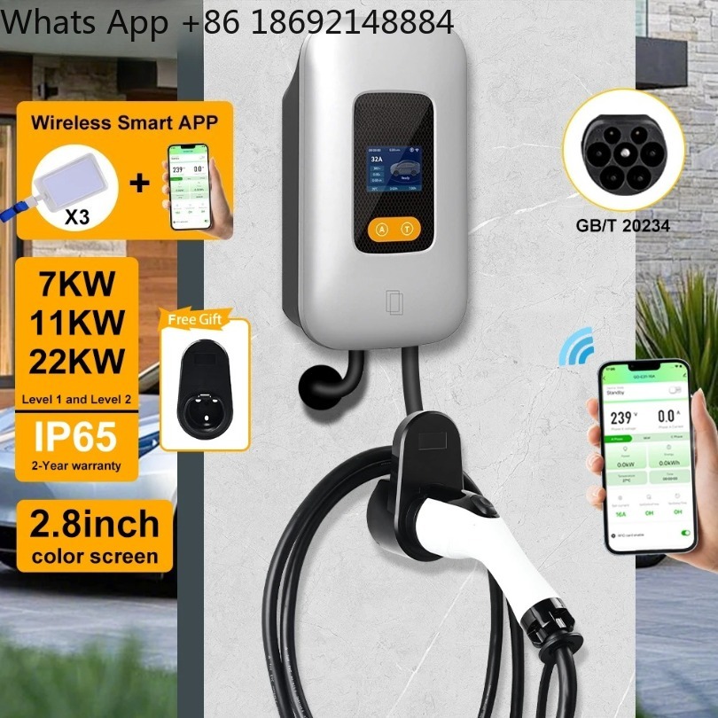 Ev Charger Wallbox - 32A EV充電ステーション GBT 22KW 3相電気自動車用充電器 7KW