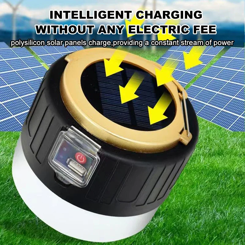 ソーラー LED キャンプライト防水充電式テントランプポータ - Renewable Energy Source のレビューと価格
