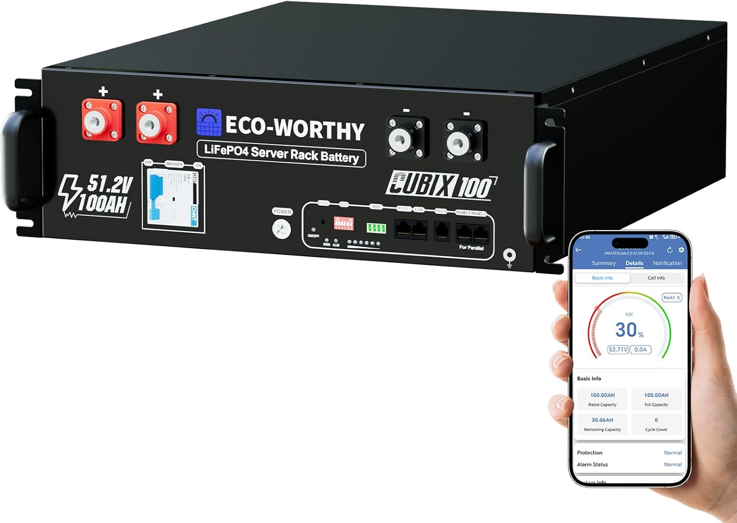 100Ah LiFePO4内蔵Bluetooth 5120W - Energy Storage Rack のレビューと価格