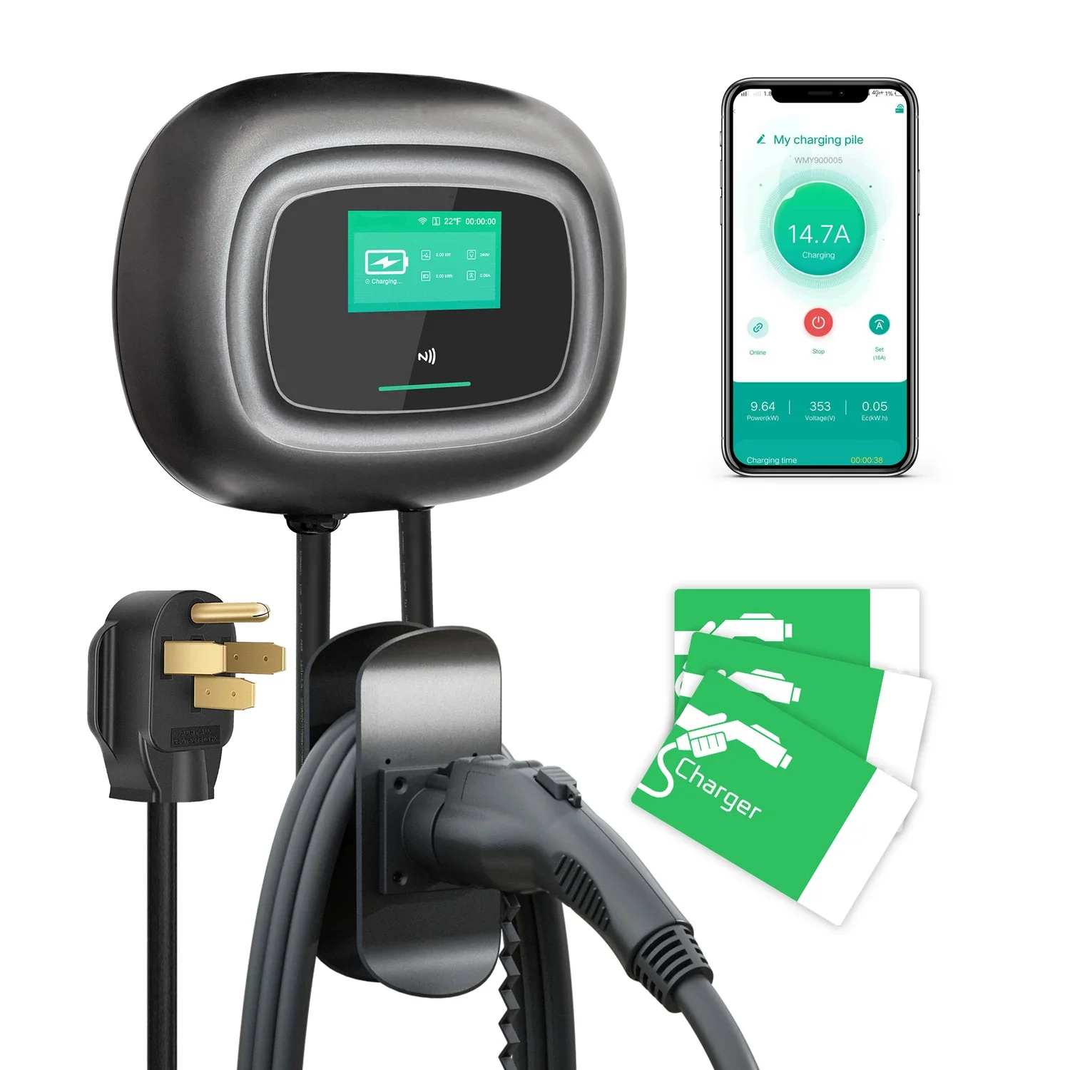 新型Khons壁掛け式電気自動車充電器 タイプ2 16A 3 - Ev Charger Wallbox のレビューと価格